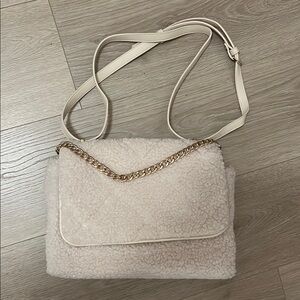 A new day Cream Sherpa Crossbody Bag